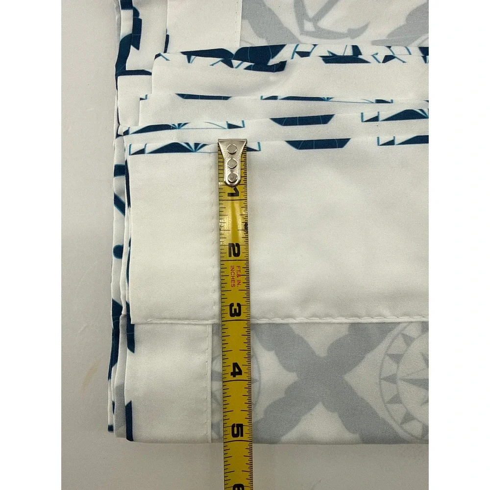 Ambesonne Nautical Anchor Compass Window Curtains Navy White 2 Panels 56x84